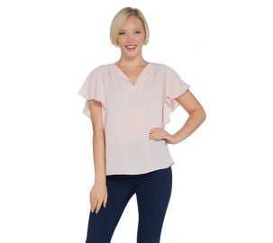 Vince Camuto Flutter Sleeve Top at QVC